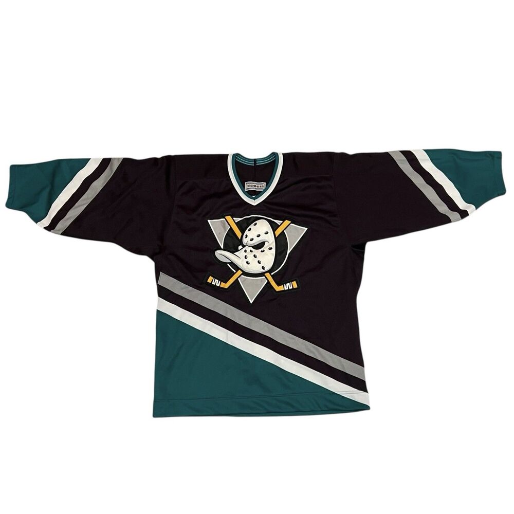 Anaheim Mighty Ducks CCM Authentic Center Ice Fight Strap Hockey Jersey 44